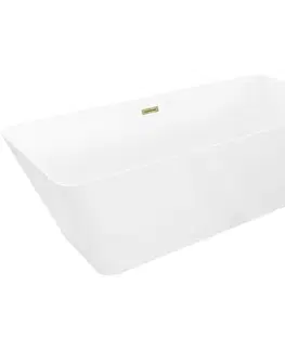 Vane MEXEN/S - Velo Slim voľne stojaca vaňa 170 x 75, biela, sifón a prepad zlatá 52811707500-50