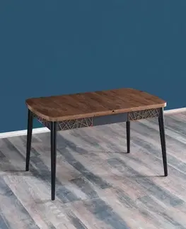 Jedálenské stoly Extendable Dining Table Amalfi Motif - Walnut, Black