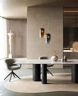Jedálenské stoly DELIFE Jedálenský stôl Edge 300×100 cm keramika onyx perla Troa kov čierna