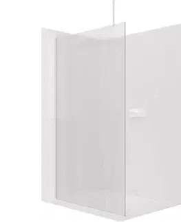 Sprchovacie kúty CERANO - Sprchová zástěna Walk-in Onyx Top Round L/P - 8 mm - kulatá vzpěra - bílá matná, rýhované sklo - 160x200  CER-8050BD1563