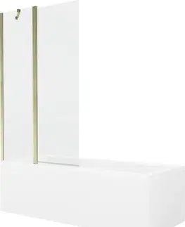 Sprchové dvere MEXEN/S - Cubik obdĺžniková vaňa 170 x 70 cm s panelom + vaňová zástena 100, transparent, zlatá 550317070X9410115000