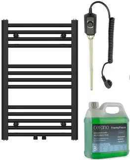 Doplnky do kúpeľne CERANO - Kúpeľňový elektrický radiátorový set Benito - 300W - čierna matná - 700x450 mm CER-606621