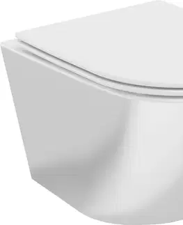 Záchody MEXEN - Lena Závesná WC misa vrátane sedátka s slow-slim, duroplast, biela/strieborná 30224004
