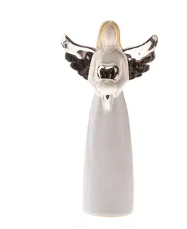Vianočné dekorácie Anjel so srdcom 21 cm, porcelán