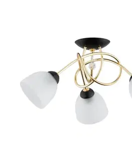 Svietidlá  Prisadený luster MODENA 3xE27/60W/230V zlatá/čierna/biela 62298