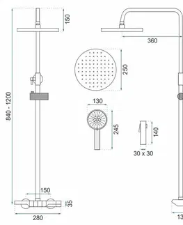 Kúpeľňové batérie REA REA - Sprchový set s termostatom Savio Black REA-P8410