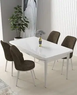 Jedálenské sety Dining Table & Chairs Set (5 Pieces) Nil - White, Brown