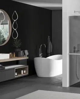Sprchové dvere MEXEN/S - KIOTO Sprchová zástena WALK-IN s poličkou a držiakom uterákov 80 x 200, grafit 8 mm, chróm 800-080-121-01-40