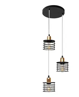 Svietidlá  Luster na lanku EDISON 3xE27/15W/230V W-KD 1366/3 BK+BR