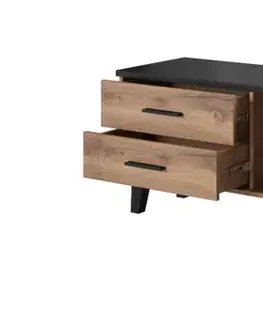 TV stolíky CAMA MEBLE Lotta 120 1D2S tv stolík dub wotan / čierna
