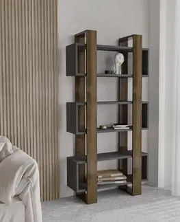 Knižnice Knižnica Milano - Walnut, Anthracite
