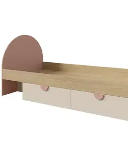 Postele pre dievčatá Posteľ Lexi 13l/P Cremona/Macadamia/Ružová