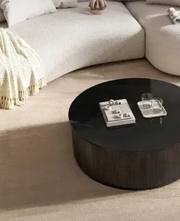 Konferenčné stolíky DELIFE Konferenčný stolík Fiorano 90×90 cm mramor čierna strieborná kov Black Antique