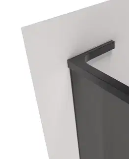 Sprchové dvere CERANO - Sprchová zástena Walk-in Onyx L-ľavá vzpera + polička/držiak na uteráky - 8 mm - čierna matná, grafitové sklo - 40x200 CER-8050BD80055