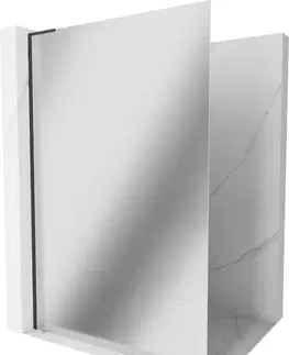 Sprchové dvere MEXEN/S - Kioto L Sprchová zástena WALK-IN 80 x 200, zrkadlové, čierna 800-080-103-70-50