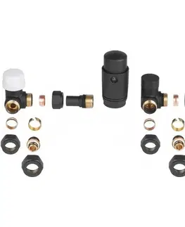 Doplnky do kúpeľne CERANO - Kúpeľňový radiátorový set Bertini - ústredné vykurovanie - bočné pripojenie - 380W - čierna matná - 1400x351 mm CER-460508