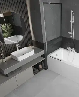 Sprchové dvere MEXEN/S - Next vaňová zástena FIX 60 x 150, čierna dekor, biela 895-060-000-00-70-20