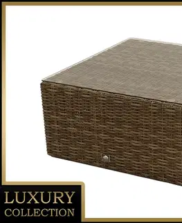 Stolčeky DEOKORK Ratanové stolík/taburet 73 x 73 cm BORNEO LUXURY (hnedá)