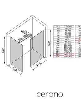 Sprchovacie kúty CERANO - Sprchová zástěna Walk-in Onyx T L/P - 8 mm - hranatá vzpěra - chrom, rýhované sklo - 150x80x200  CER-8050BD2677
