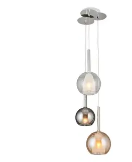 Svietidlá  Luster na lanku MUSCAT 3xE14/40W/230V dymový/zlatý/priehľadný 414LRC1298