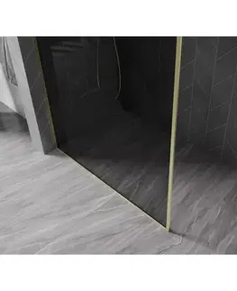 Sprchové dvere MEXEN/S - Kyoto-F Sprchová zástena WALK-IN s rámom 70 x 202, grafit 8 mm, zlato kefovaná 800-070-104-55-40