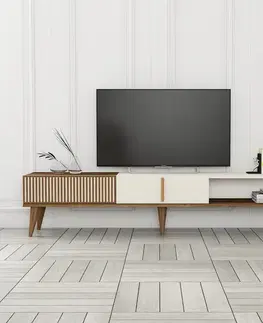 TV stolíky LANTERN TV stolík na nožičkách, orech/krémová