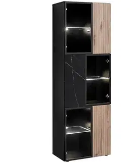 Vitríny a regály do obývačky Vitrína Cannes Zmwdv Cs Wsw Black/Viking/Marble Black