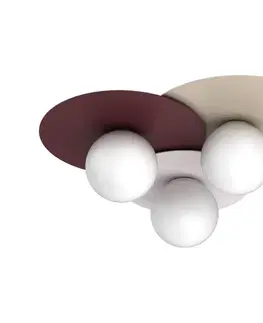 Svietidlá  Stropné svietidlo FLAT 3xE27/15W/230V 55x60 cm béžová/krémová/bordová 9551