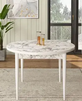 Jedálenské stoly Jedálenský stôl Rox - White Marble, White