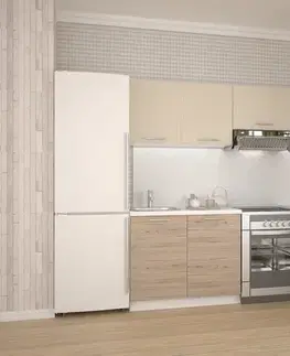 Kuchynské linky HALMAR Katia 220 kuchyňa béžová / dub san marino / biela