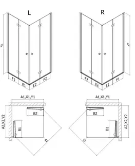Sprchovacie kúty MEXEN/S - Mist-F Duo sprchovací kút skladacie dvere 110 x 110, transparent, zlato kefovaná 8A6-110L-110P-55-00