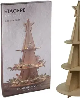 Ostatné vianočné dekorácie Kinekus Podnos etažérka dekoračná 3-poschodová stromček 38x79 cm drevo