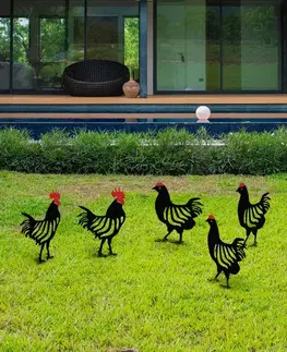 Bytové doplnky a dekorácie Súprava dekoratívnych kovových doplnkov do záhrady Chicken Family 6
