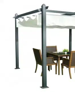 Záhradné pergoly Hliníková pergola so zaťahovacou strechou 3,92 x 2,92 m Dekorhome