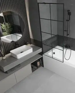 Sprchové dvere MEXEN/S - Vega obdĺžniková vaňa 150 x 70 cm s panelom + vaňová zástena 80, čierna vzor 550115070X9508007077