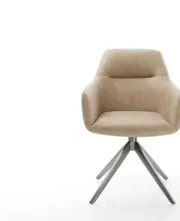 Jedálenské stoličky DELIFE Otočná jedálenská stolička Pejo-Flex mikrovlákno béžová vintage krížová podstava široká grafitová 360° otočná hojdacia funkcia vrecková pružina
