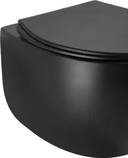 Záchody MEXEN - Egg Závesná WC misa vrátane sedátka s slow-slim, Duroplastu, čierny mat 30245070