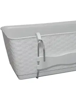 Kvetináče a truhlíky NABBI DRL400PW plastový balkónový kvetináč 38,6 cm biela