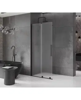 Sprchové dvere MEXEN/S - Velar Sprchová zástena posuvná Walk-in 100 x 200, dekor 8 mm, čierna 871-100-000-33-70