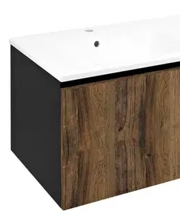 Kúpeľňový nábytok SAPHO - LOREA skrinka 100x46x51,5cm (80+20cm), ľavá, dub collingwood/čierna matná LE080-1935-L-03