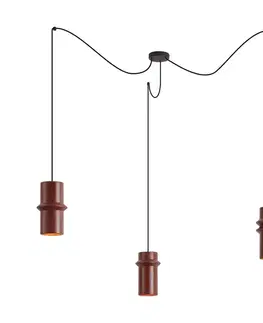 Závesné svietidlá Retro závesná lampa červená s čiernou 3-svetlá - Monti