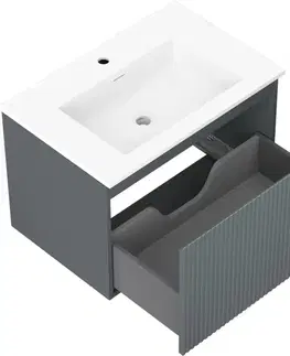 Kúpeľňový nábytok MEXEN/S - Rivel kúpeľňová skrinka 70 cm s umývadlom Otis, 1 šuplík, reliéf, grafit mat/biela mat 91A20-07047-1-BF66-W18M01