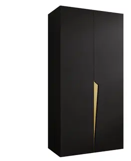 Šatníkové skrine Skriňa Piano 1-100 čierna/zlatá