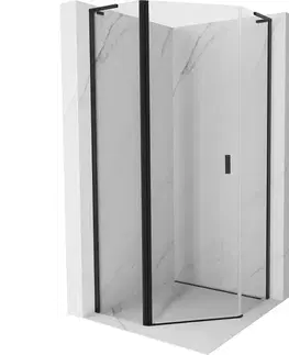Sprchovacie kúty MEXEN/S - Mist L sprchový kút päťboký krídlový 90 x 90, transparent, čierna 8A8L-090-090-70-00