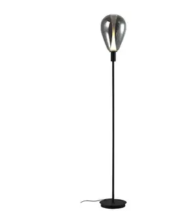 Stojacie lampy Lampa podłogowa Denso czarna z dymionym szklanym kloszem nowoczesna 1x5W G9