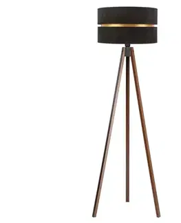 Lampy  - Stojacia lampa DUO 1xE27/60W/230V pr. 44 cm čierna/wenge AS0462+DU83525