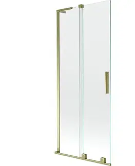Sprchové dvere MEXEN/S - Velar L dvojkrídlová posuvná vaňová zástena 85 x 150, transparent, zlatá 896-085-003-01-50