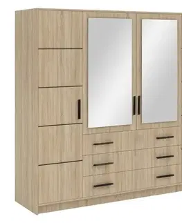Šatníkové skrine Skriňa Bali 240 sonoma / zrkadlo