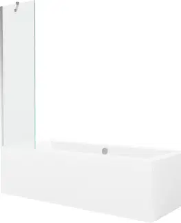 Sprchové dvere MEXEN/S - Cube obdĺžniková vaňa 180 x 80 cm s panelom + vaňová zástena 50, transparent, chróm 550518080X9505000001