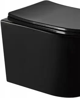 Záchody MEXEN/S - Rico Závesná WC misa Rimless vrátane sedátka s slow-slim, Duroplast, čierna mat - 30721085 30721085
